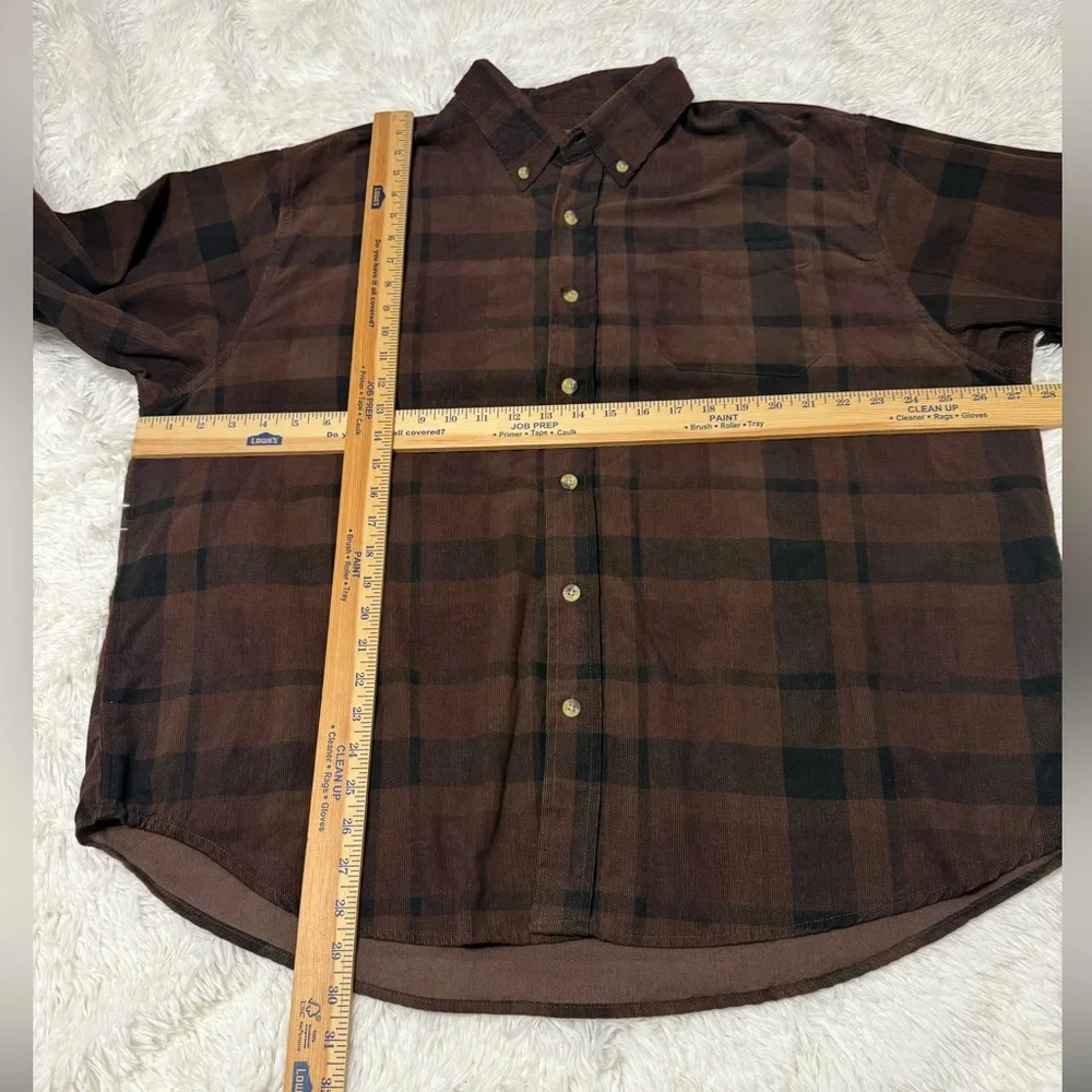 Woodland Trail NWT Plaid Corduroy Button Down Shirt Brown men’s Size XXL